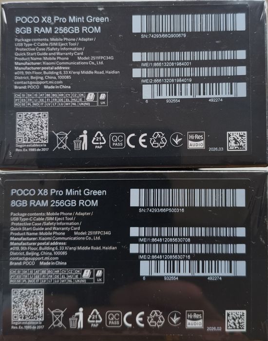 Poco X8 PRO 8*256 Green Black Global Version Adapter 100W