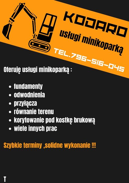 Usługi minikoparką ,Ocieplenie fundamentów FV krótkie terminy