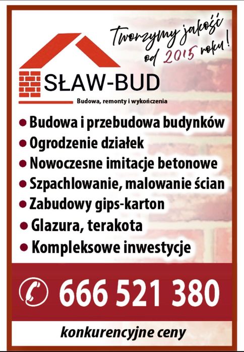 Budowa domów ,remonty,ogrodzenia ,elewacje