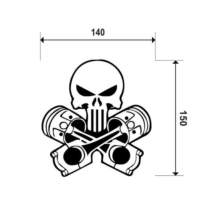 Naklejka PUNISHER TŁOKI na samochód, lusterko, kask, szybę