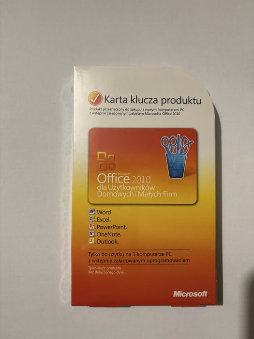 NOWY zapakownay Office 2010 home and bussines karta klucz RETRO