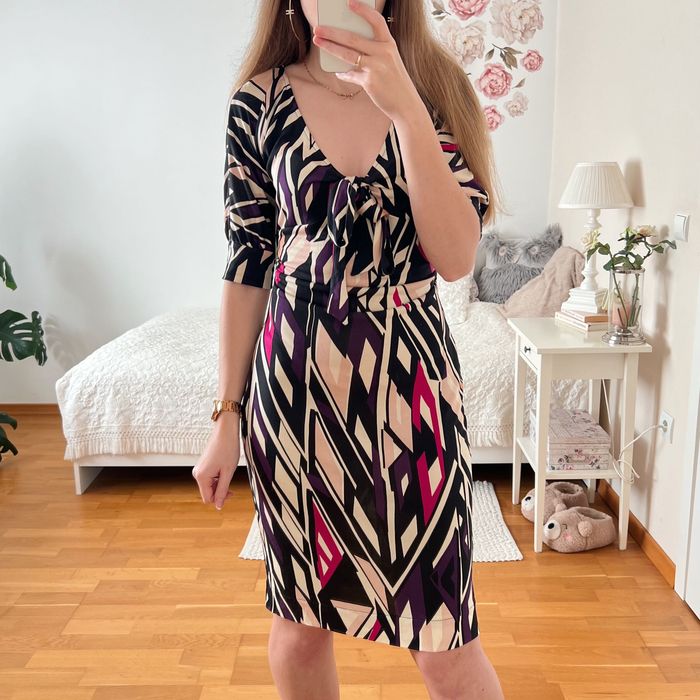 Sukienka 100% jedwab DIANE VON FURSTENBERG 36 S premium desigual wzory