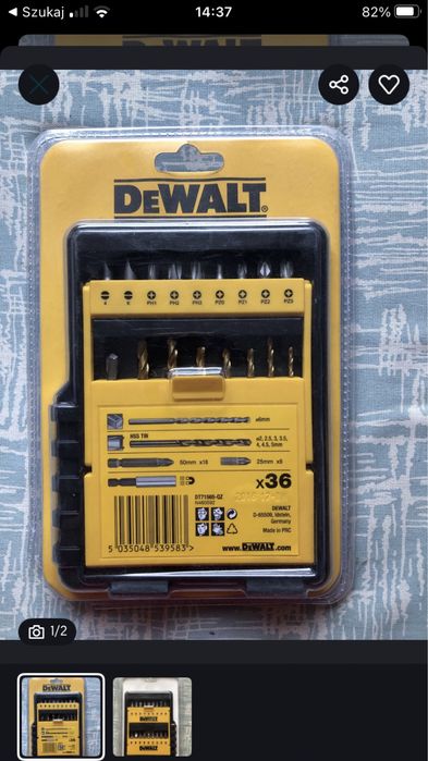 Wiertła bity 36 szt dewalt nowe