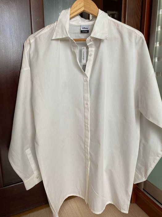 Белая длинная рубашка унисекс с Микки Маусом Disney, размер ХS