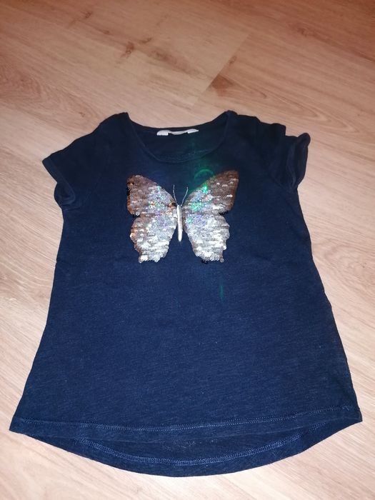 Bluzka z krótkim rękawem H&M rozmiar 110/116 z odwracanymi cekinami