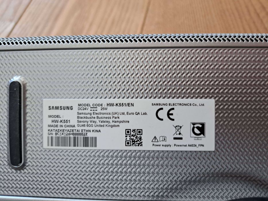 Samsung Soundbar+subwoofer HW-K551 srebrny (bez pilota)