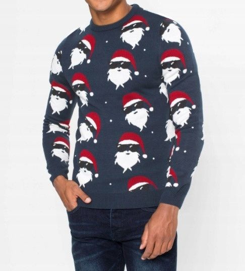 B.P.C sweter granatowy męski świąteczny w mikołaje r.L