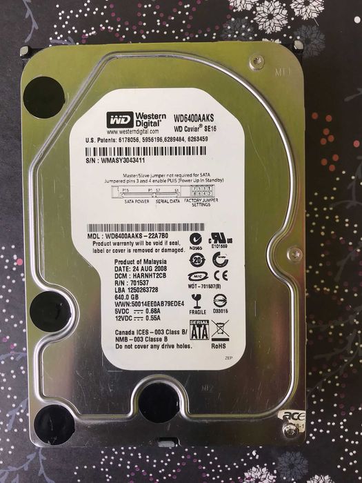 Disco Rígido WD 640GB SATA 3.5" Western Digital