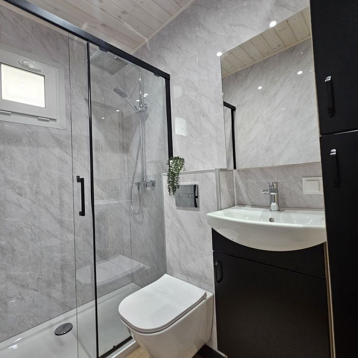 Domek mobilny na kołach Nowy Wyposażony drewniany na zgłoszenie