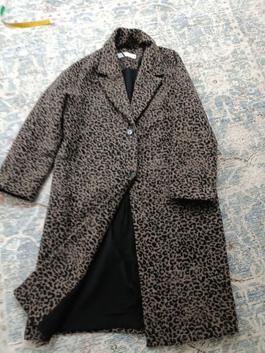 S/36 Zara płaszcz w panterkę z wełną wełniany premium