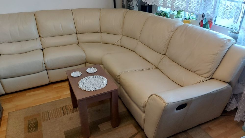 Narożnik skora naturalna, gruba,, skórzany, 2x relax, duzy.