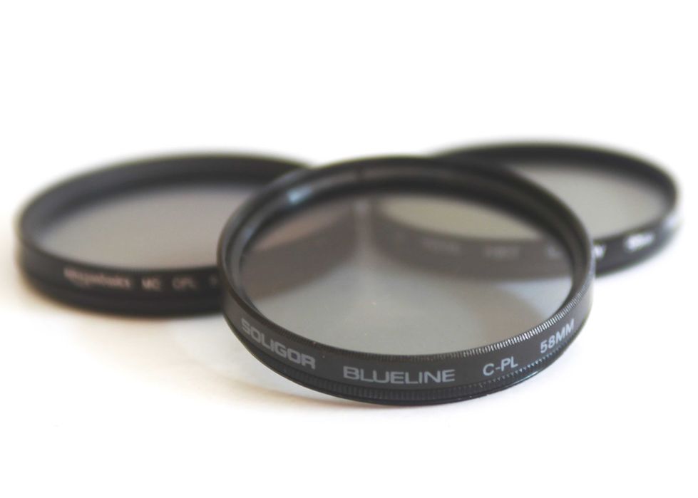 Filtros polarizadores de 55mm e de 58mm