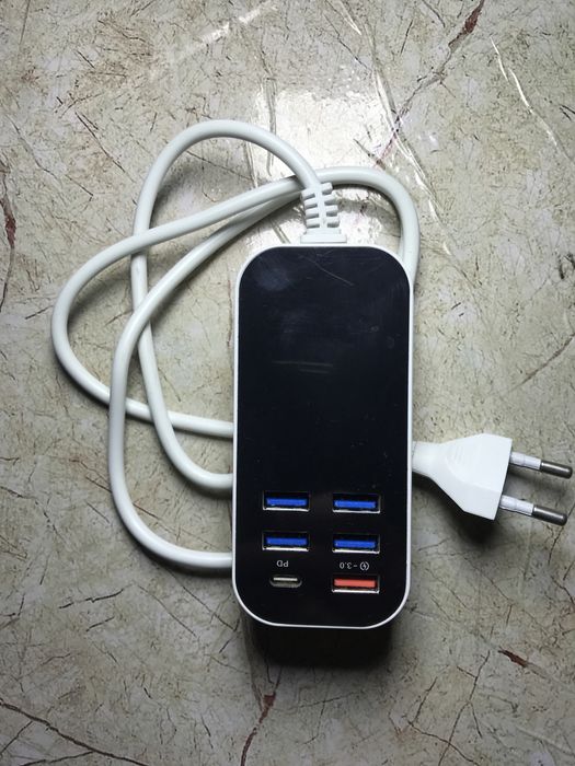 Зарядний пристрій від 220в з USB-портами, 50 Вт, PD25W Type C QC3.0