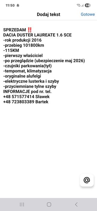 Sprzedam Dacia Duster