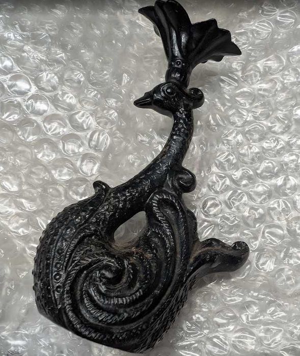 Винтажный чугунный подсвечник «Жар-птица» из тяжелого металла вес 480г