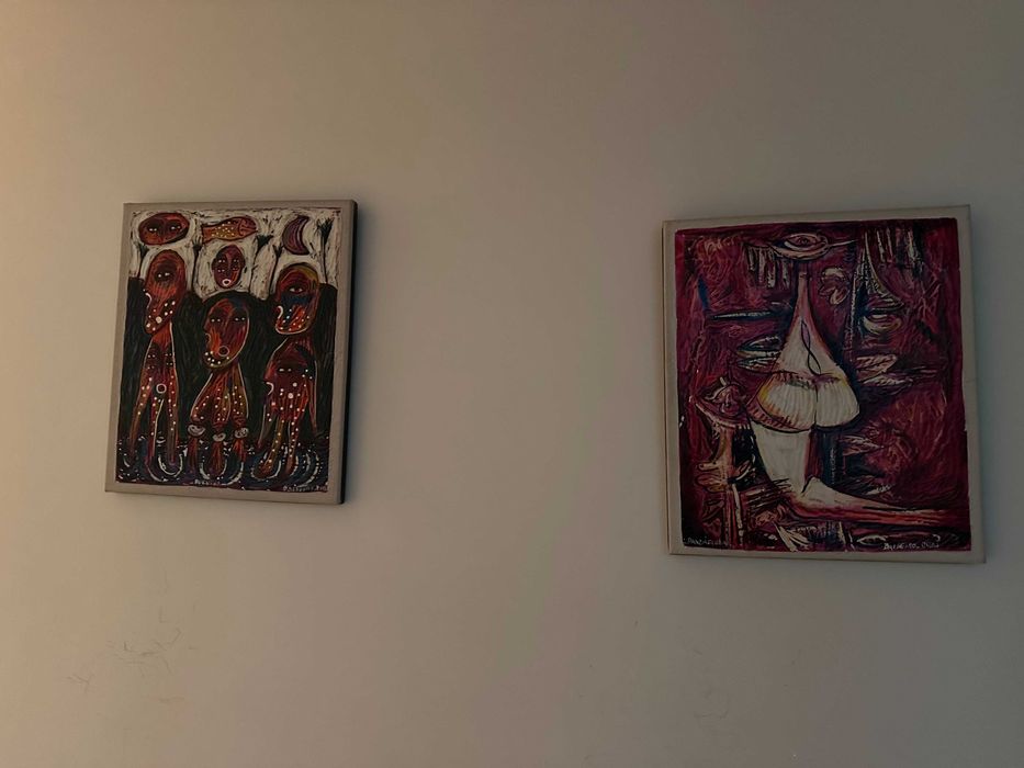 2 Quadros decorativos tons vermelhos - tamanho pequeno