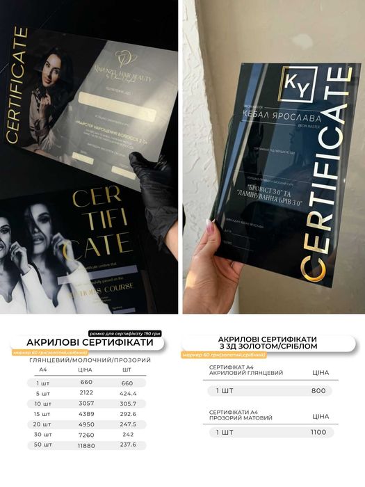 Сертифікати про завершення навчання, дипломи А4