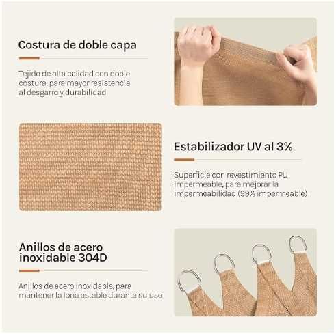 Toldo Vela Triangular 5x7x7 m