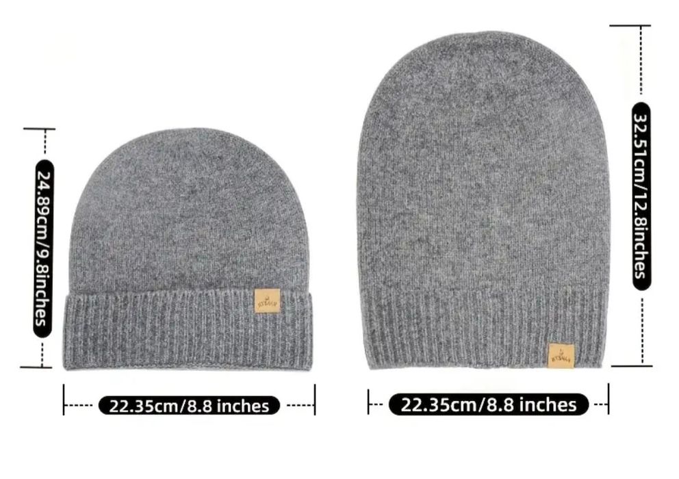 Czapka 100% wełna merino. Kolor szary  Nowa z metką