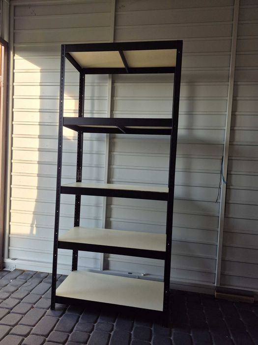 Regał Metalkas czarny 180x80x40cm 5 półek HDF IMPREGNACJA - ZŁOŻONY 2 sztuki