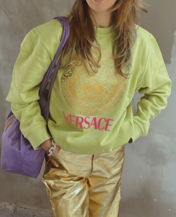 Bluza oversize bawełna kolor zielone jabłuszko S M L