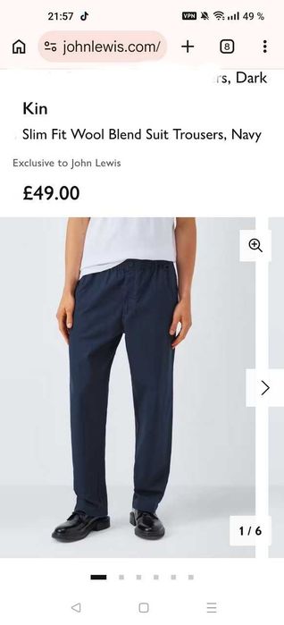 Джинсы брюки Kin by John Lewis wool trousers Англия w36 navy.