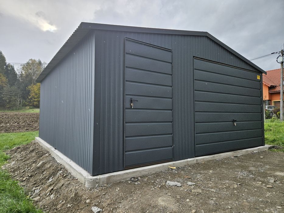 5x6 MAŁ Garaze Blaszane Garaż Blaszany Blaszak Blaszaki Antracyt Okuci