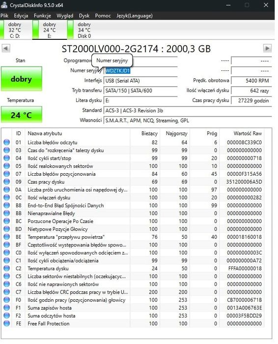 Dysk twardy HDD  2 TB 2,5' Seagate Skyhawk PC Laptop Xbox PS4 NAS
