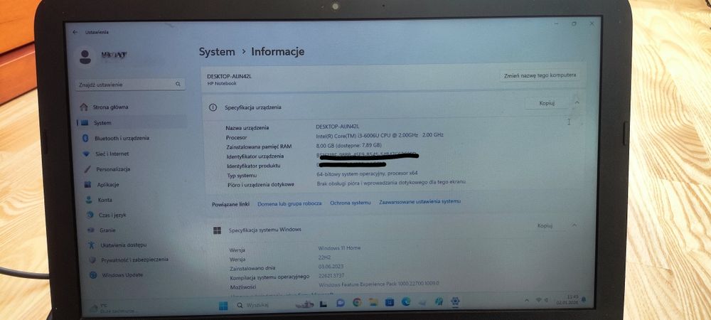 Laptop HP 15-ay536mw