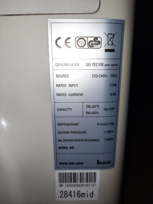 Desumidificador Duracraft