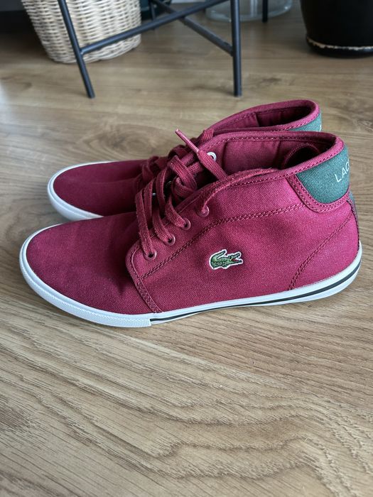 Bordowe Tenisowki Lacoste z wysoka cholewka. 37