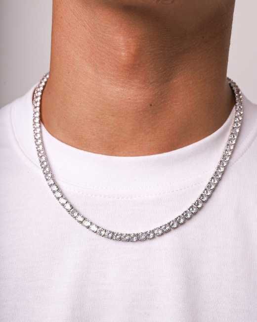 Colar de Ténis com Corte Redondo de 4mm com Zircónias Cúbicas Redondas