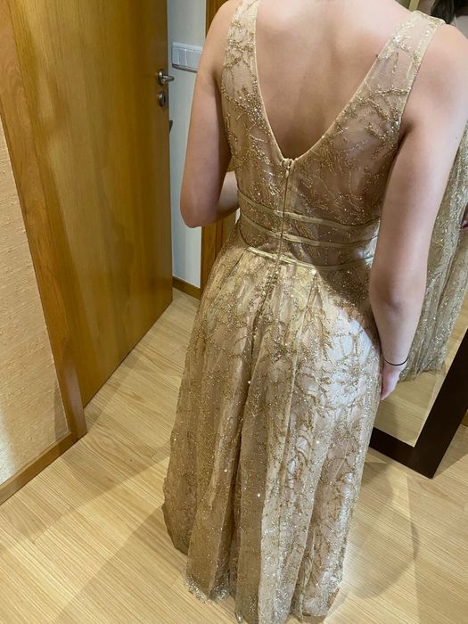 Vestido de Cerimónia Dourado - S