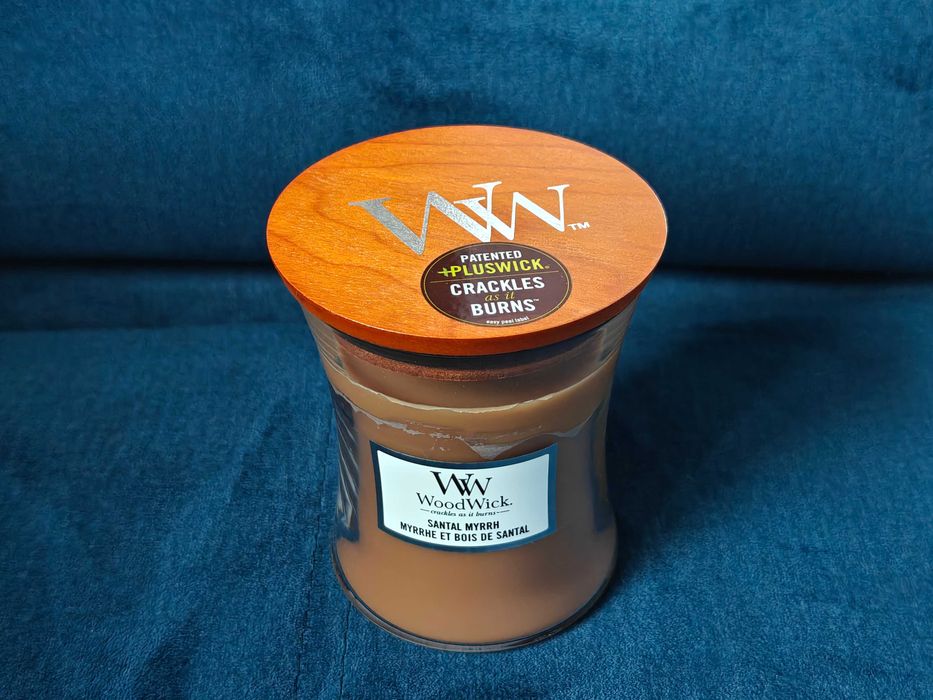 Świeca świeczka zapachowa Yankee Candle WoodWick Santal Myrrh szkło