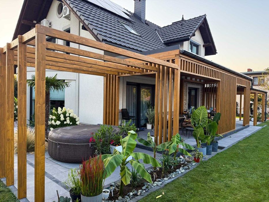 Drewniana pergola, zadaszenie tarasu, wiata, altana PRODUCENT