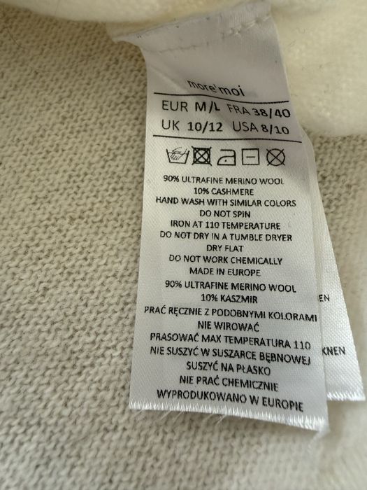 Sweter Golf ecru wełna merino moremoi m/l
