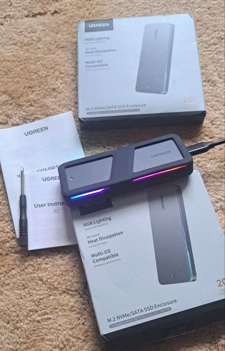 зовнішній карман для SSD M2 NVMe Ugreen CM777 20Gbps USB3.2 TypeC