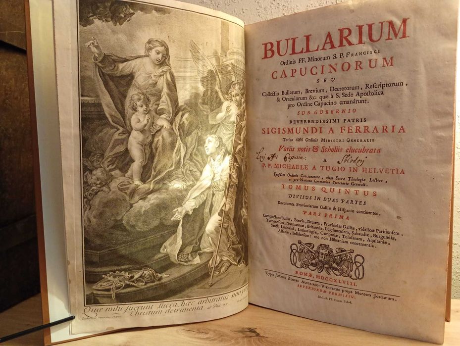 Starodruk 1748 Bullarium Kapucynów Irlandzkich i Francuskich