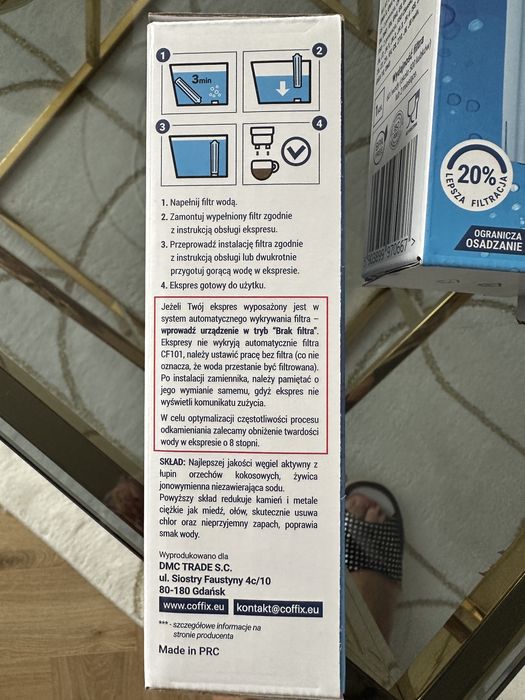 Filtr wodny do ekspresu