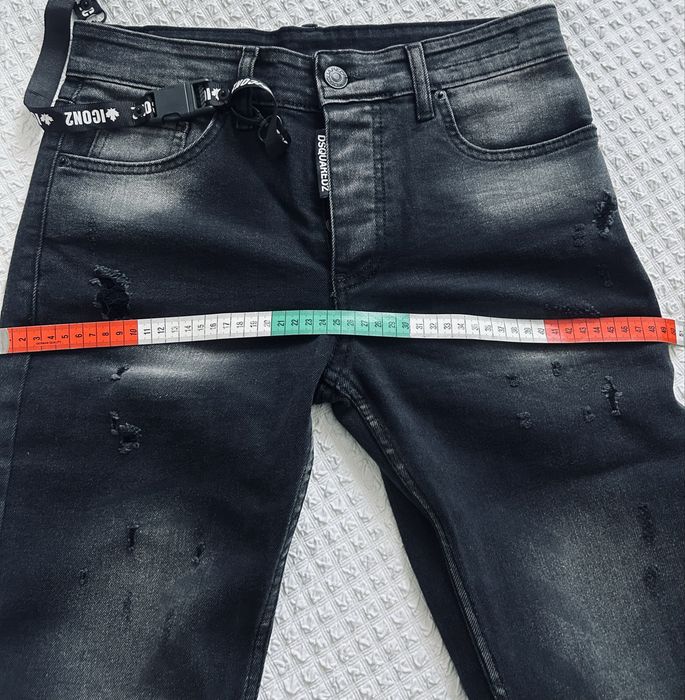 Spodnie Dsquared2 czarno szare przetarcia dziury