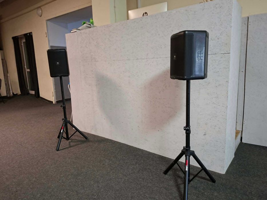 Nagłośnienie Akumulatorowe 2x JBL EON ONE Compact + statywy + pokrowce