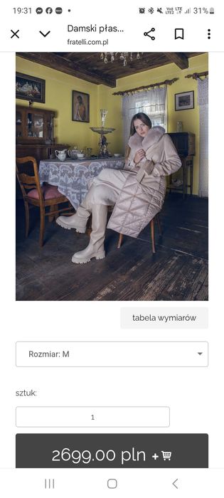 Płaszcz zimowy rozm. M FRATELLI