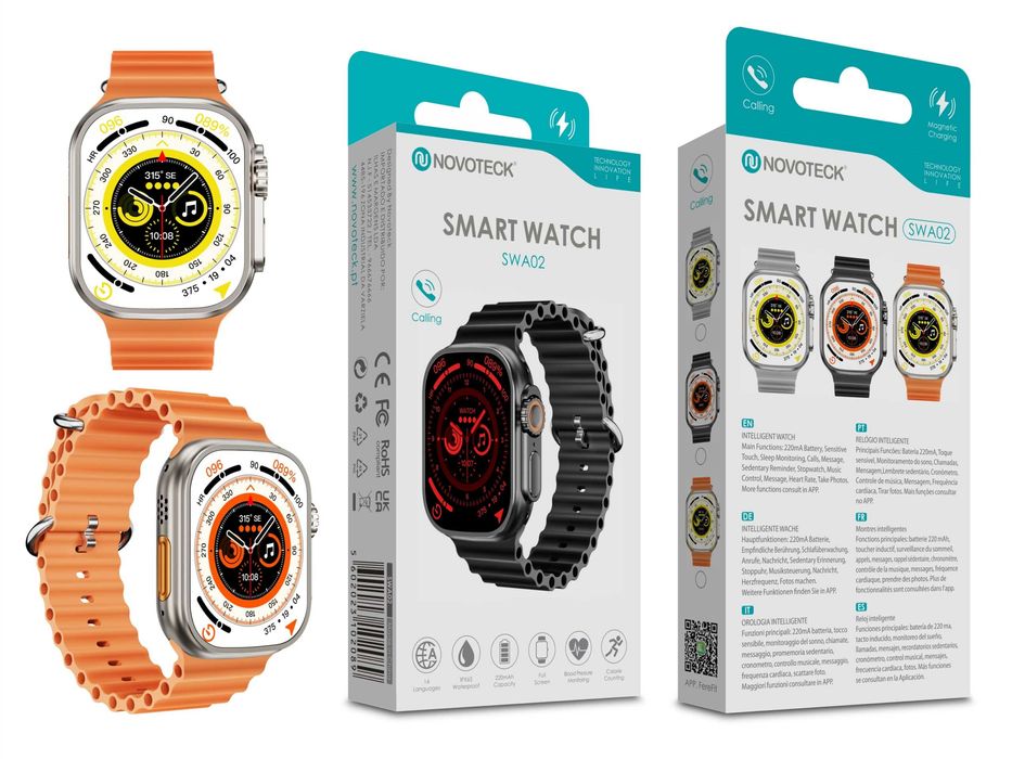 Smartwatch Cinzento SWA02 com Funções Inteligentes, Monitoramento de S
