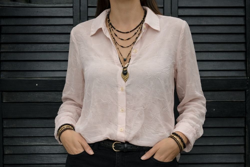 Camisa / Blusa Rosa Claro Transparente Texturada - Spatiale Paris - Tamanho Único