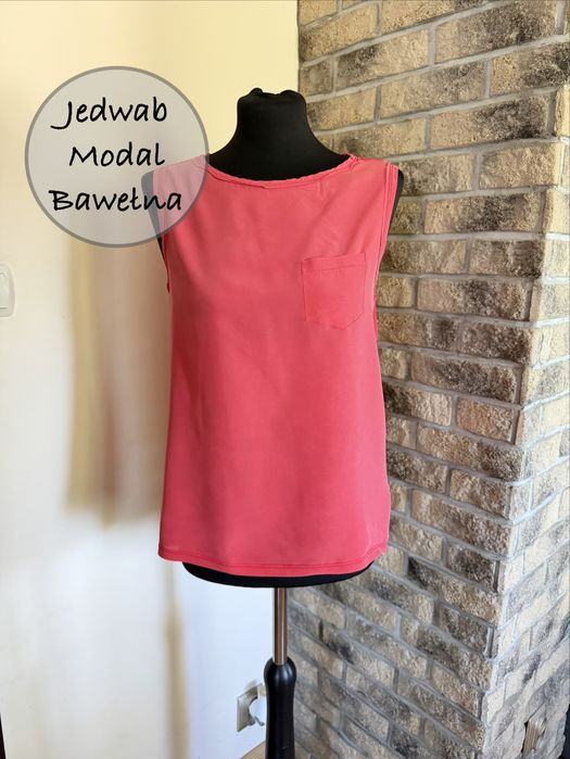 Jedwabna czerwona bluzka Luisa Cerano rozmiar M/38 premium vintage