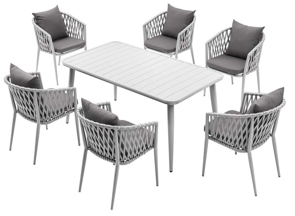 Krzesło Fotel Ogrodowy ze Sznurka Wygodne Oparcie do Ogrodu Poduszki