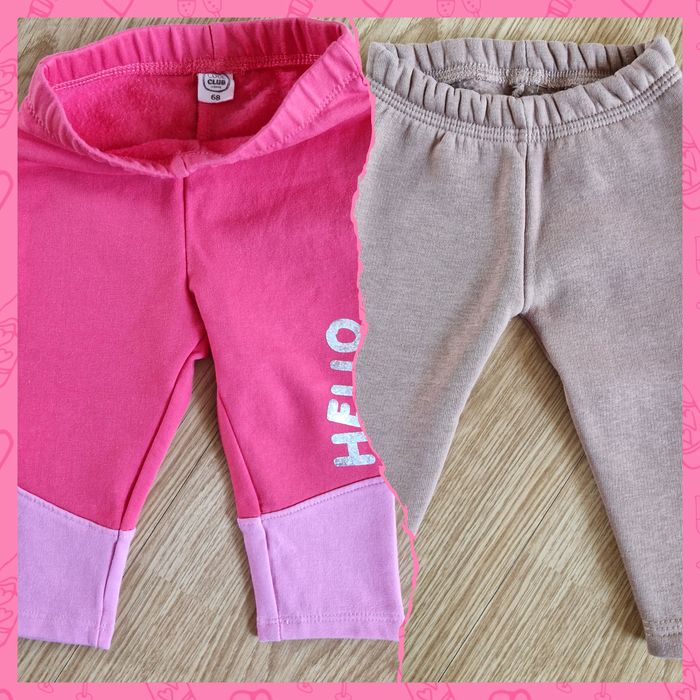 Smyk 68 nowe spodnie ocieplane róż wiosna beżowe gratis