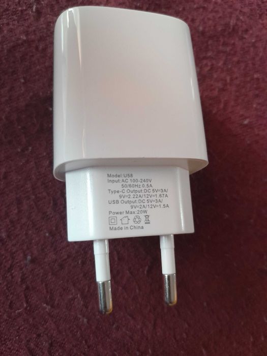 Ładowarka sieciowa (zasilacz) model U58 - USB-C, USB-A