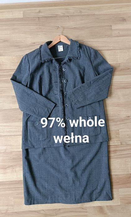 Garnitur damski zestaw garsonka spódnica ołówkowa marynarka wełna