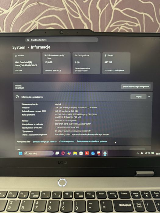 Laptop gamingowy Lenovo LOQ15